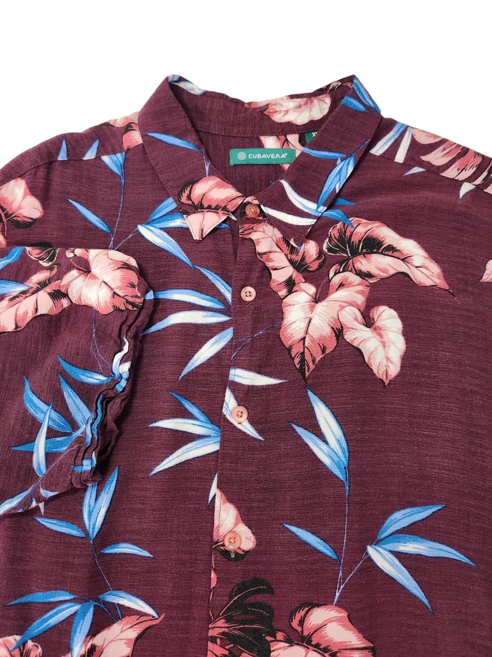 Cubavera Tropical Floral Camp Shirt XXL Purple Pink Blue Flowy Viscose Hawaiian - Picture 6 of 11